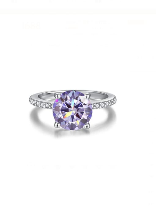 5.0 Ct [Light Purple Mosonite] 925 Sterling Silver Moissanite Geometric Dainty Band Ring